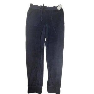 Free People Intimately Velvet Jogger Pants Navy Blue Size Small NEW
